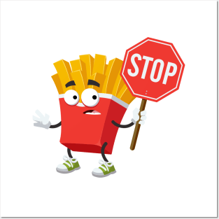 cartoon paper packaging french fries potatoes mascot Posters and Art